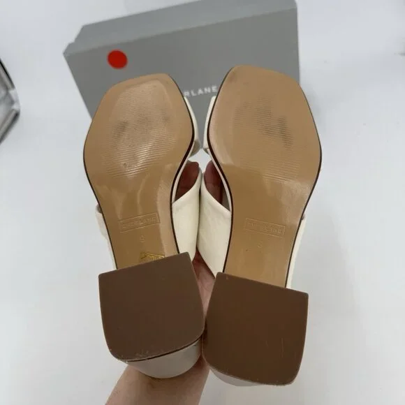 Everlane The Day Twist Heel Sandals sz 9 Parchment Slip-on Leather Block Heel - Picture 8 of 9